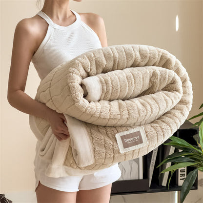 Couverture luxueuse et chaude à rayures texturées - Kaki - 2 taies d'oreiller - 48 cm x 74 cm - image 1