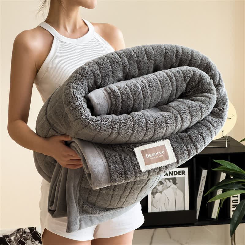 Couverture luxueuse et chaude à rayures texturées - gris foncé - 2 taies d'oreiller - 48 cm x 74 cm - image 8