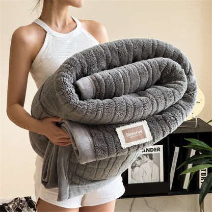 Couverture luxueuse et chaude à rayures texturées - gris foncé - 2 taies d'oreiller - 48 cm x 74 cm - image 8