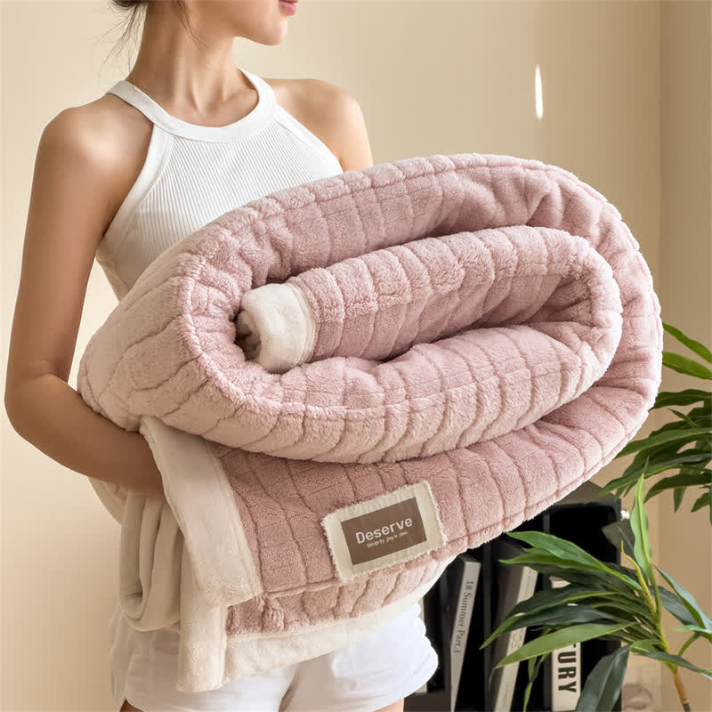 Couverture luxueuse et chaude à rayures texturées - Rose - 2 taies d'oreiller - 48 cm x 74 cm - image 18
