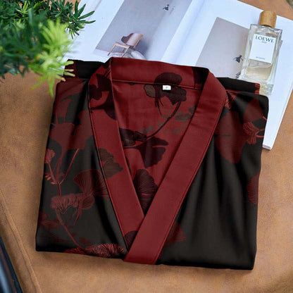 Grand kimono en coton à motifs de feuilles de ginkgo - image 15