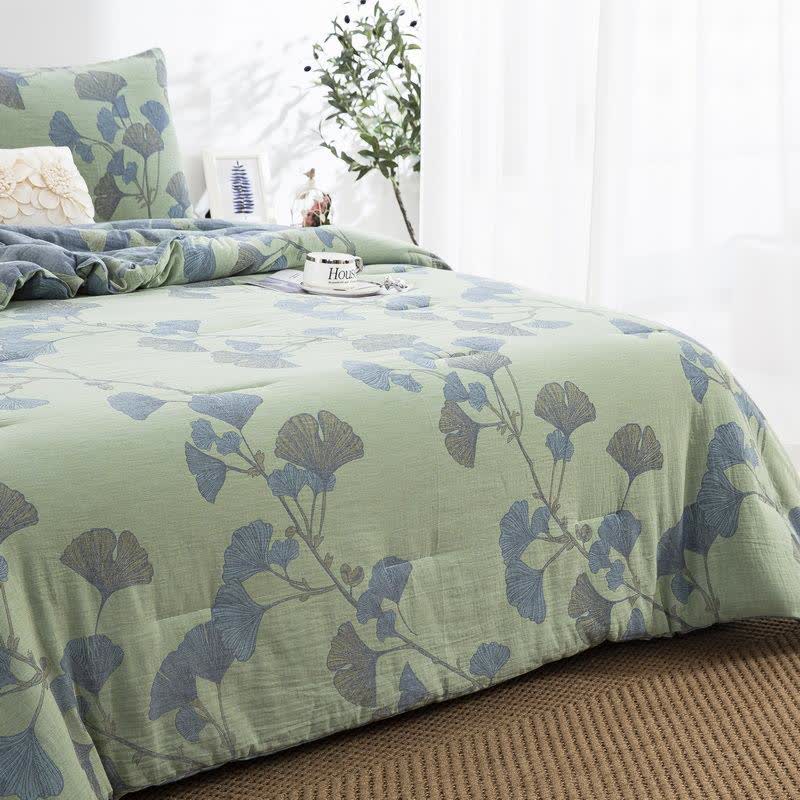 Linge de lit réversible en gaze de coton avec feuilles de ginkgo - image 4