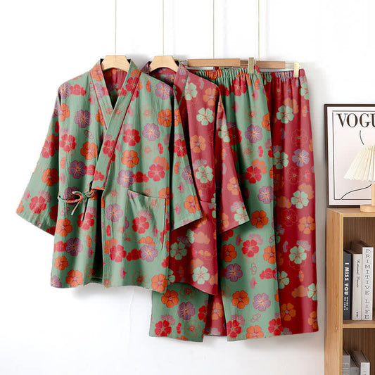 Ensemble de vêtements de détente kimono en coton Plum Blossom - image 0