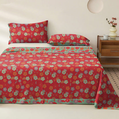 Couvre-lit en coton biologique « Fleur de prunier » - Rouge - Couvre-lit avec 2 taies d'oreiller - 245 cm x 280 cm - image 4