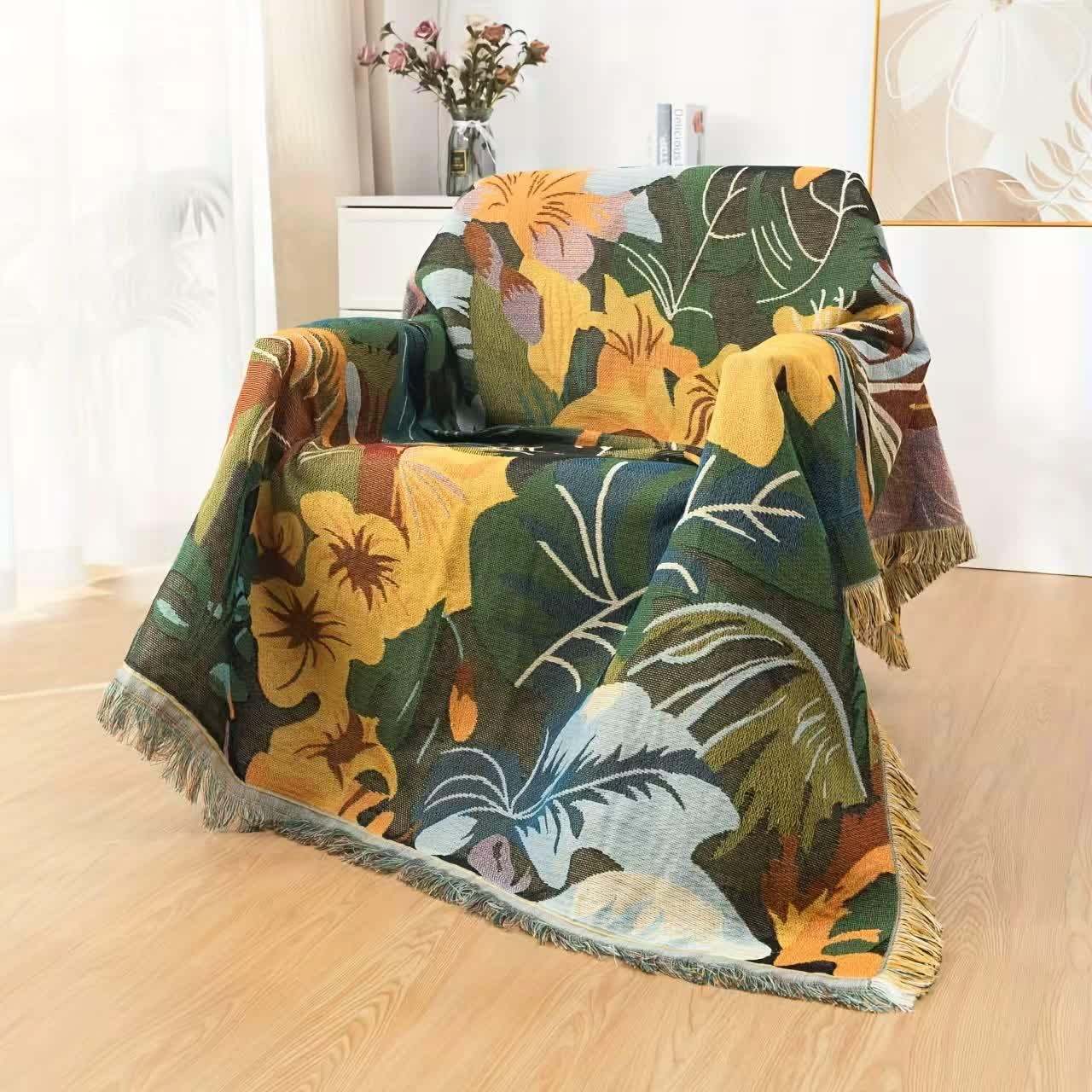 Couverture de canapé avec motif de fleurs de la jungle - image 1