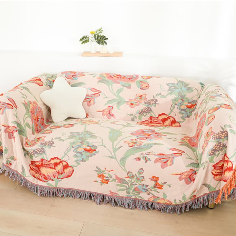Couette à pompons en gaze de coton avec fleurs d'oranger - image 2