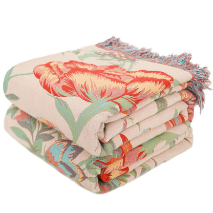 Couette à pompons en gaze de coton avec fleurs d'oranger - image 1