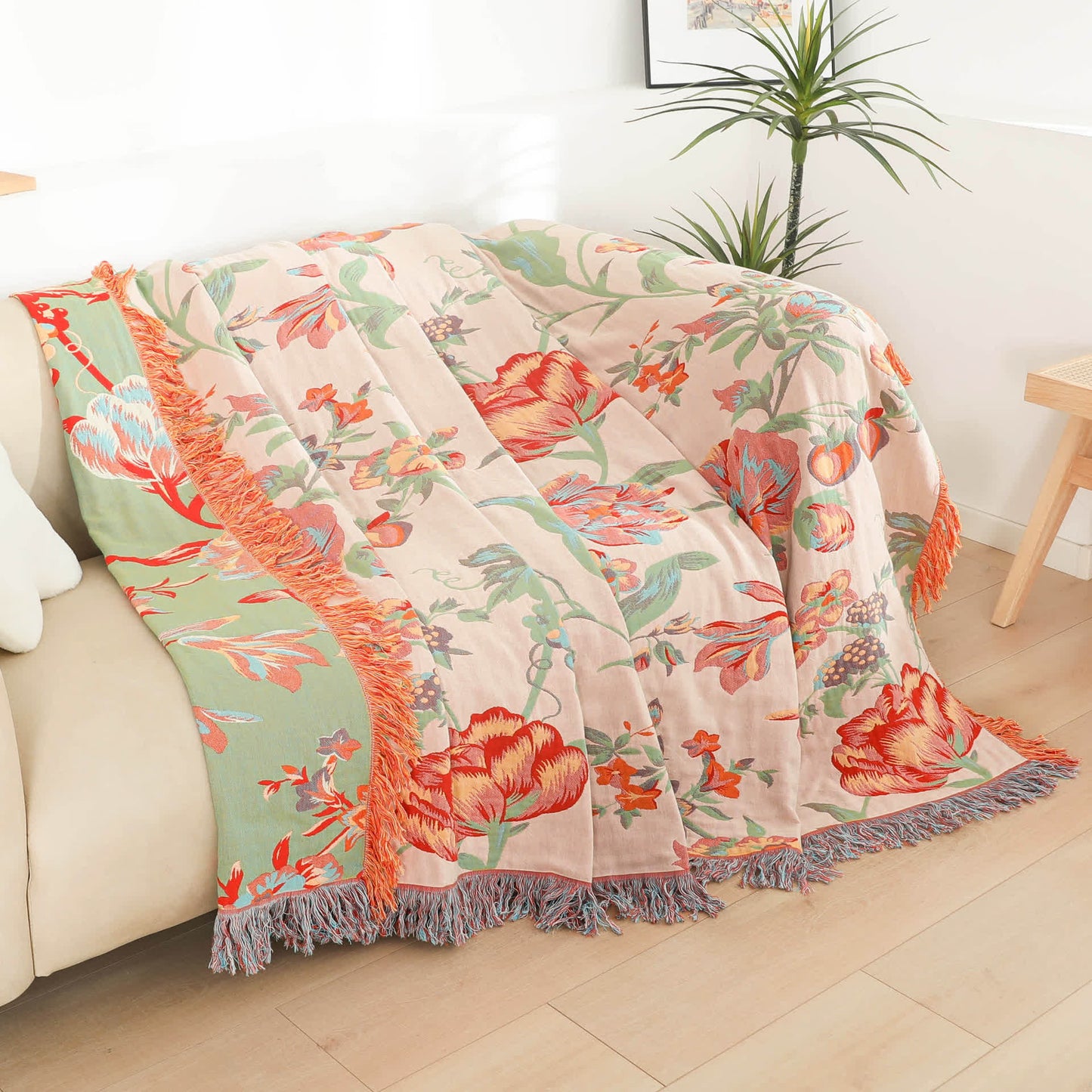 Couette à pompons en gaze de coton avec fleurs d'oranger - image 3