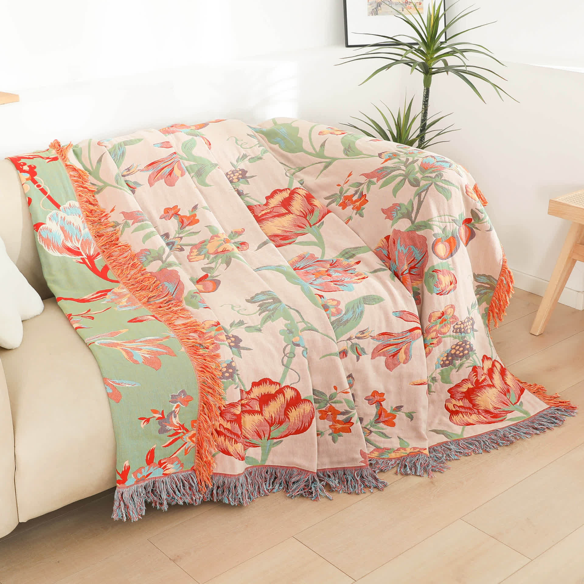Couette à pompons en gaze de coton avec fleurs d'oranger - image 3