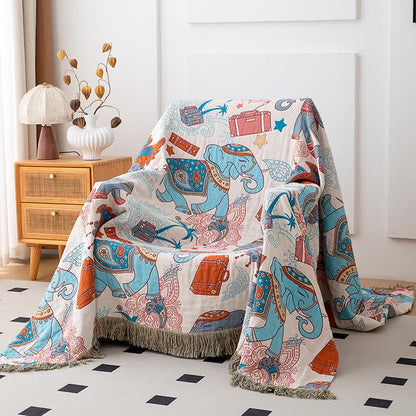 Couette amusante avec pompon éléphant en gaze de coton - image 1