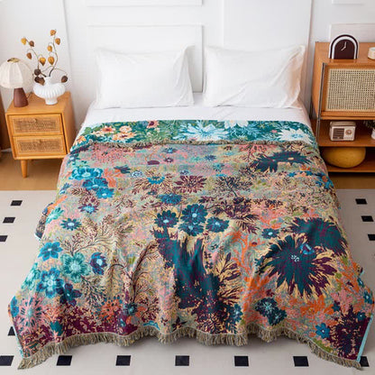 Couette à pompons et motif marguerites forestières en gaze de coton - image 1