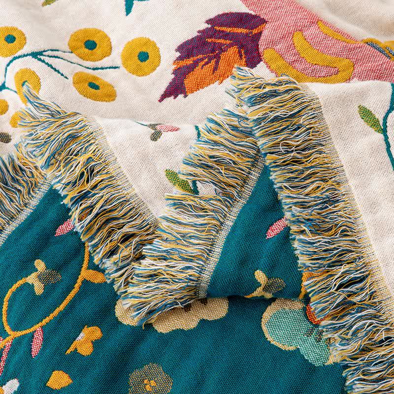 Couverture à pompons en coton coloré avec pétales de fleurs - image 5