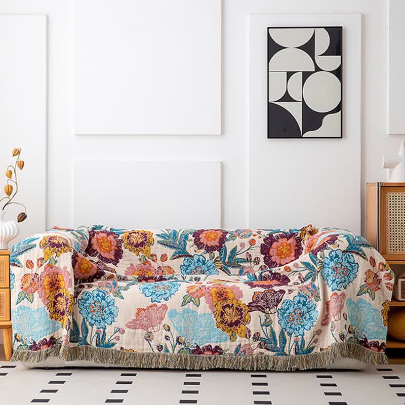 Couette en coton colorée et luxueuse avec pompons de pivoine - image 2
