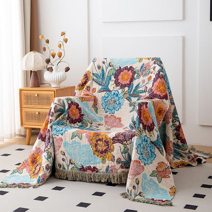 Couette en coton colorée et luxueuse avec pompons de pivoine - image 1