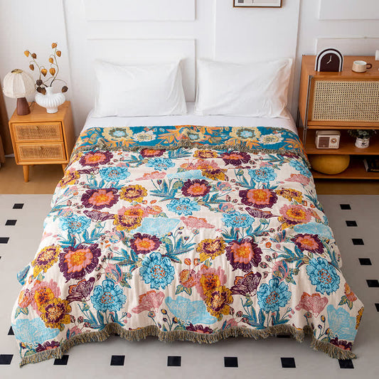 Couette en coton colorée et luxueuse avec pompons de pivoine - 200cm x 230cm - image 0