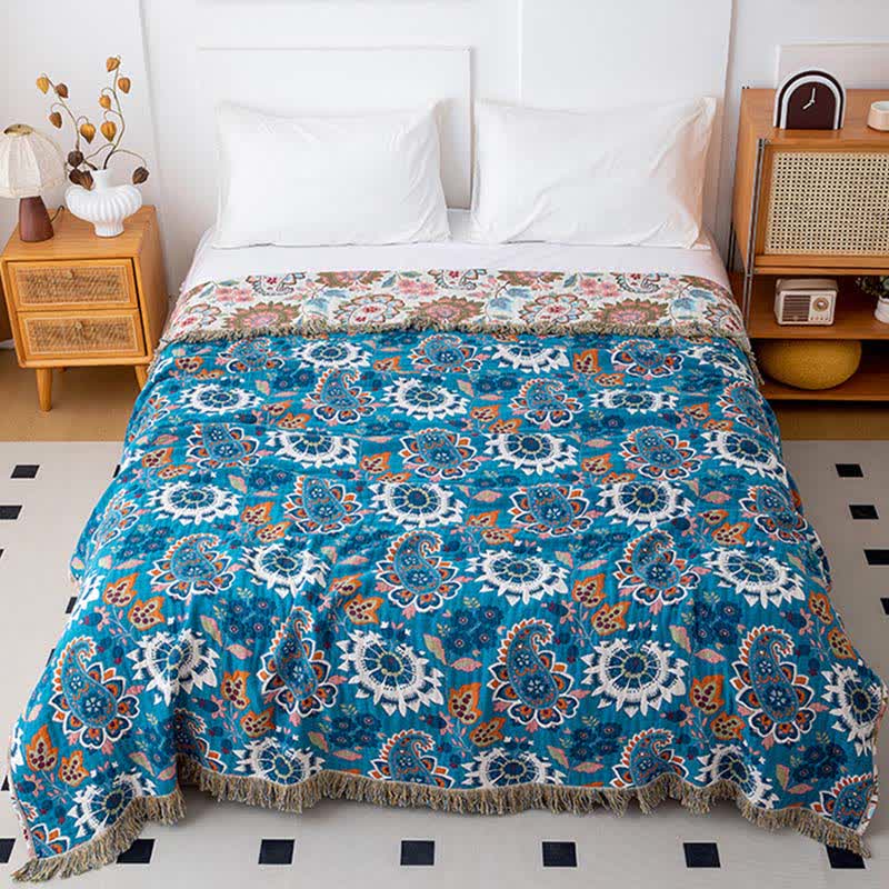 Couette en gaze de coton à motif floral cachemire ethnique - image 1