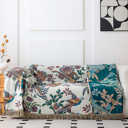 Couette à pompons en gaze de coton avec oiseau en vol - image 3