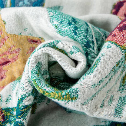Couette en coton avec pompons et fleurs des champs vertes - image 4