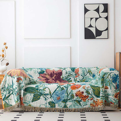Couette en coton avec pompons et fleurs des champs vertes - image 2