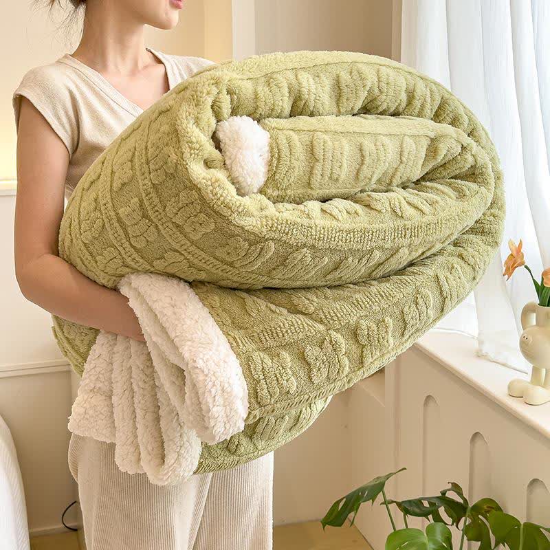 Couverture texturée à rayures d'ours - Vert - 200cm x 230cm - image 6