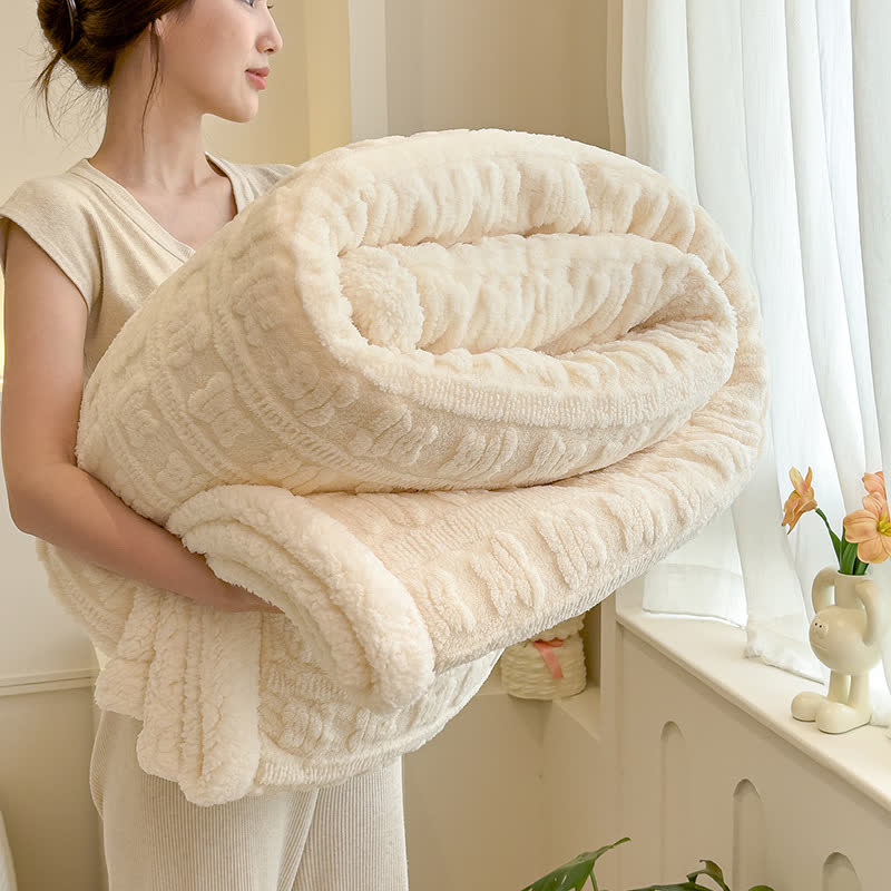 Couverture texturée à rayures d'ours - Beige - 200cm x 230cm - image 9