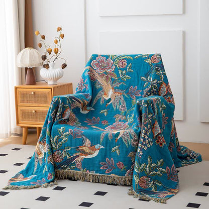 Couette à pompons en gaze de coton avec oiseau en vol - image 7