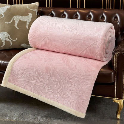 Couverture chaude avec structure en feuilles - Rose - 200 cm x 230 cm - image 13