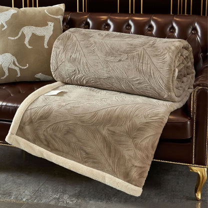 Couverture chaude avec structure en feuilles - Brun - 200 cm x 230 cm - image 6