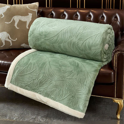 Couverture chaude avec structure en feuilles - Vert - 200 cm x 230 cm - image 21