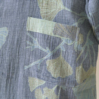 Peignoir kimono en coton bio avec feuille de ginkgo - image 6