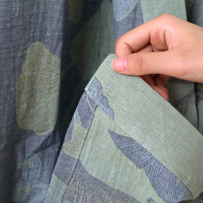 Peignoir kimono en coton bio avec feuille de ginkgo - image 10