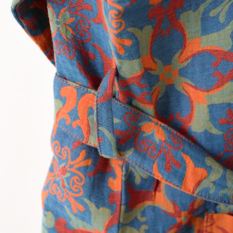 Peignoir kimono en coton à motif géométrique rétro - image 7