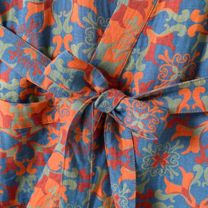 Peignoir kimono en coton à motif géométrique rétro - image 5