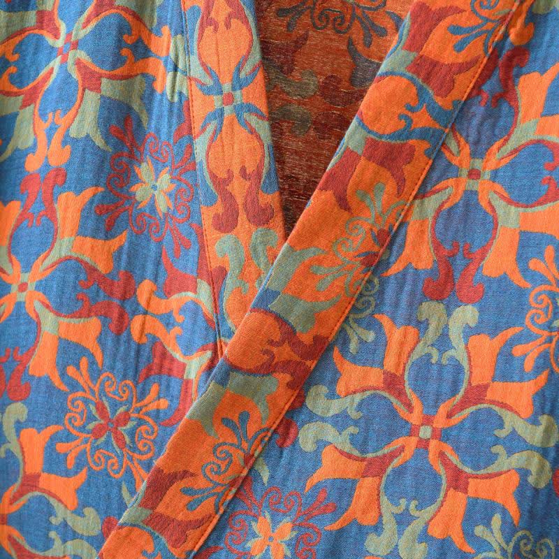 Peignoir kimono en coton à motif géométrique rétro - image 4