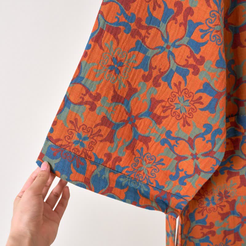 Peignoir kimono en coton à motif géométrique rétro - image 13