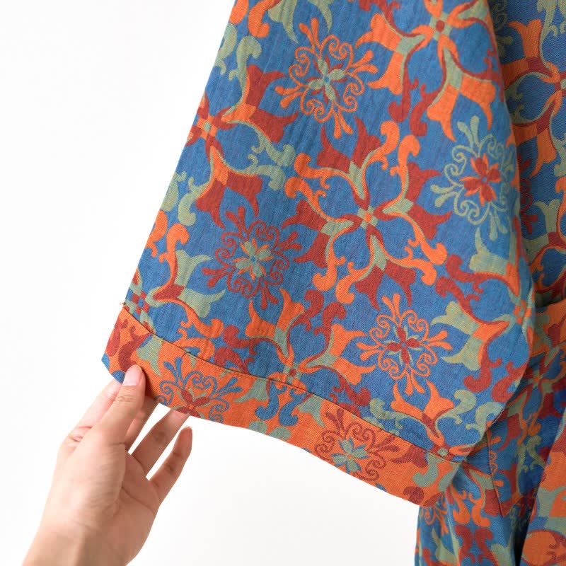 Peignoir kimono en coton à motif géométrique rétro - image 6