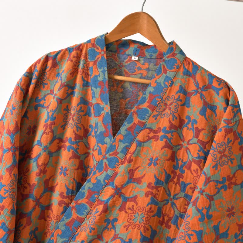 Peignoir kimono en coton à motif géométrique rétro - image 10