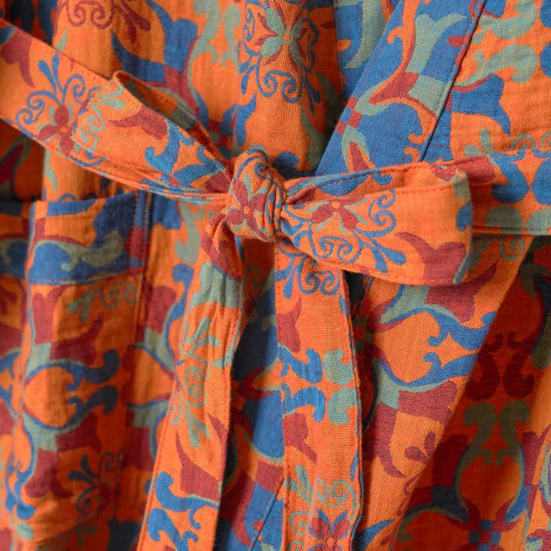 Peignoir kimono en coton à motif géométrique rétro - image 12