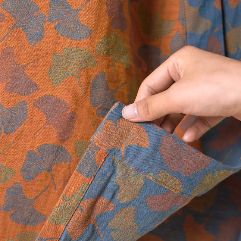 Peignoir japonais en gaze de coton avec Ginkgo Biloba - image 13