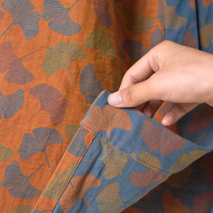 Peignoir japonais en gaze de coton avec Ginkgo Biloba - image 13