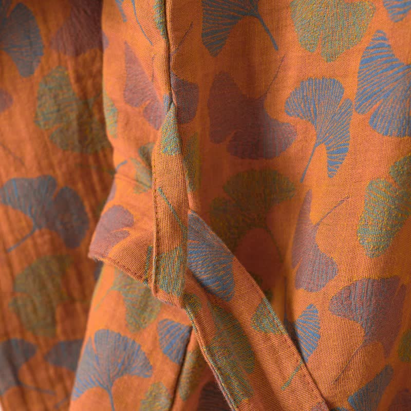 Peignoir japonais en gaze de coton avec Ginkgo Biloba - image 12
