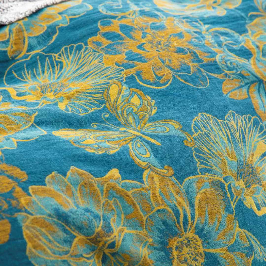 Parure de lit en gaze de coton à motif floral et papillons (4 pièces) - image 6