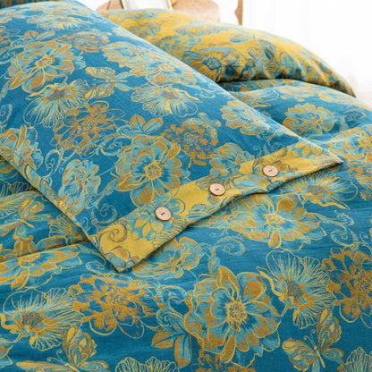 Parure de lit en gaze de coton à motif floral et papillons (4 pièces) - image 3