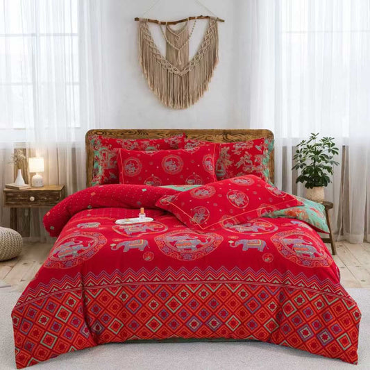 Parure de lit en gaze de coton motif éléphant thaïlandais (4 pièces) - 220cm x 240cm - image 0