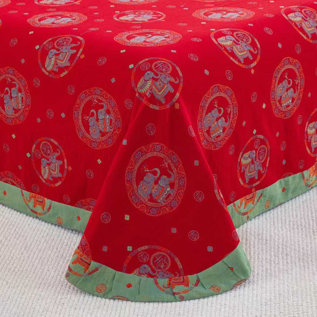 Parure de lit en gaze de coton motif éléphant thaïlandais (4 pièces) - image 5