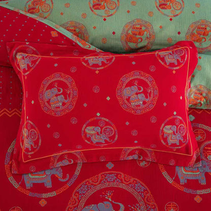 Parure de lit en gaze de coton motif éléphant thaïlandais (4 pièces) - image 4