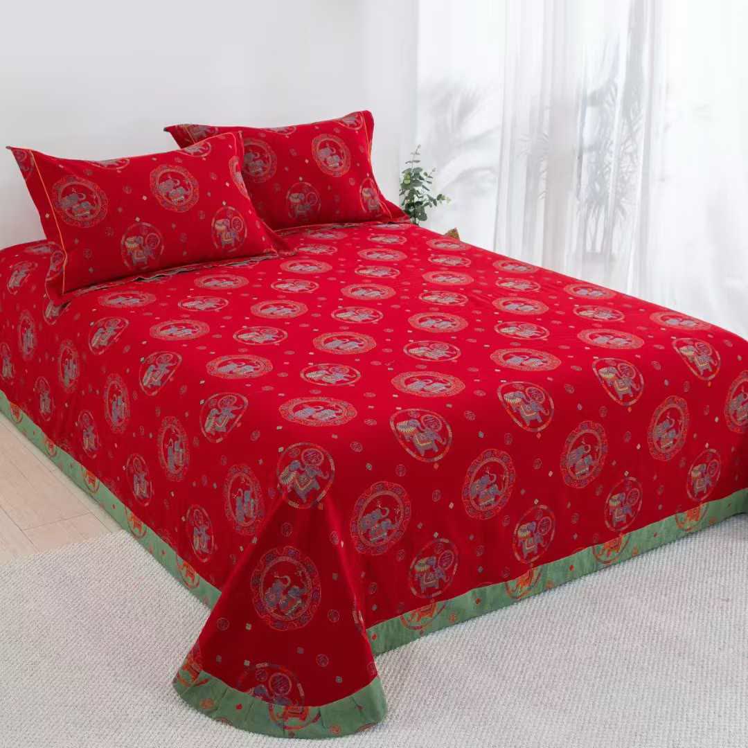 Parure de lit en gaze de coton motif éléphant thaïlandais (4 pièces) - image 2