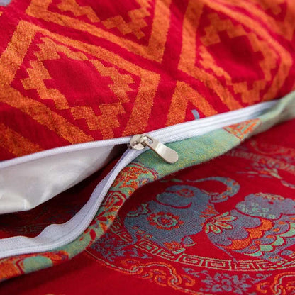 Parure de lit en gaze de coton motif éléphant thaïlandais (4 pièces) - image 6