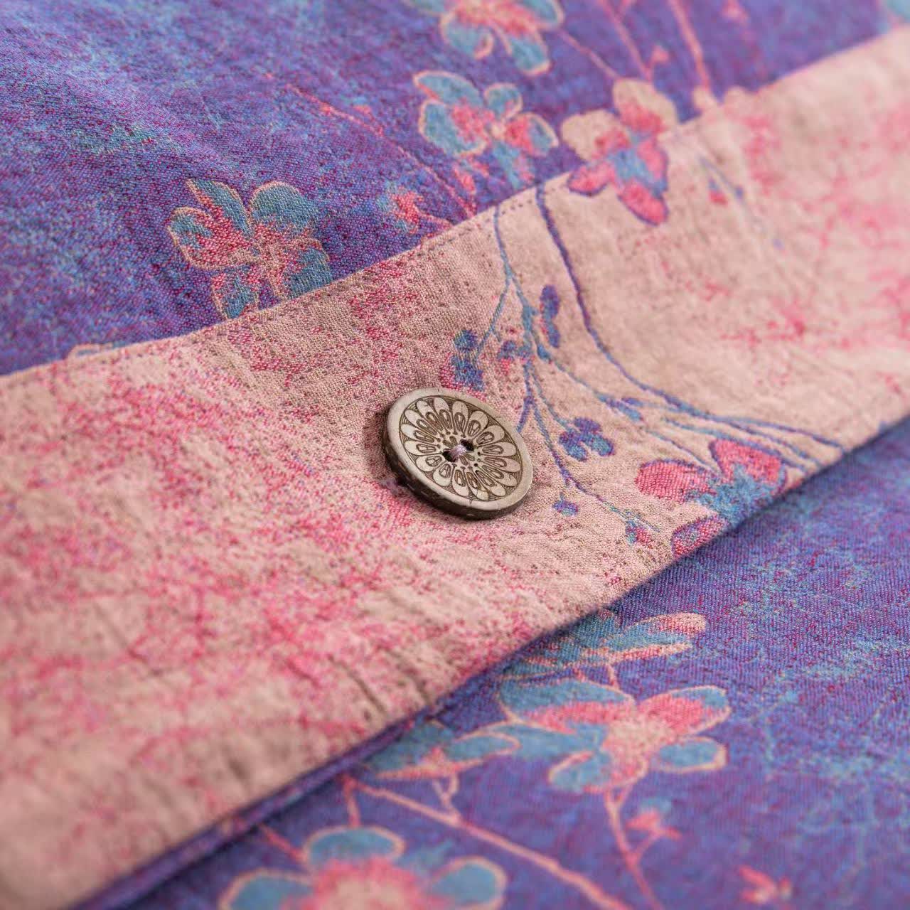 Parure de lit réversible en gaze de coton à motif floral (4 pièces) - image 7