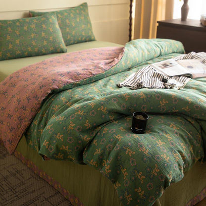 Parure de lit en gaze de coton à motif floral rustique (4 pièces) - image 1